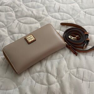 Dooney & Bourke Taupe Leather Wallet with Strap